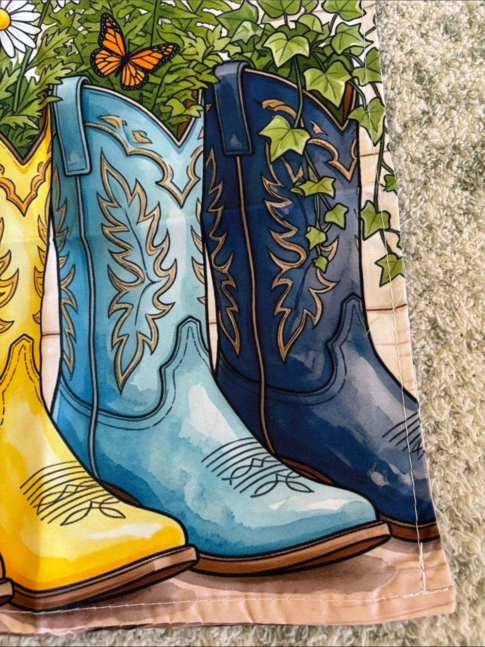 Welcome Western Santa Fe Multicolor Cowboy Boots Sm Garden Flag NWT 11.5x17.75” - Picture 10 of 16